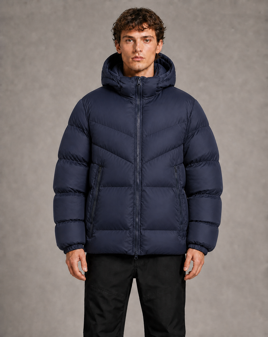 Chevron Hooded Puffer, style 2507
